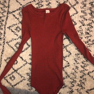 Orange and Maroon striped Free People shirt
